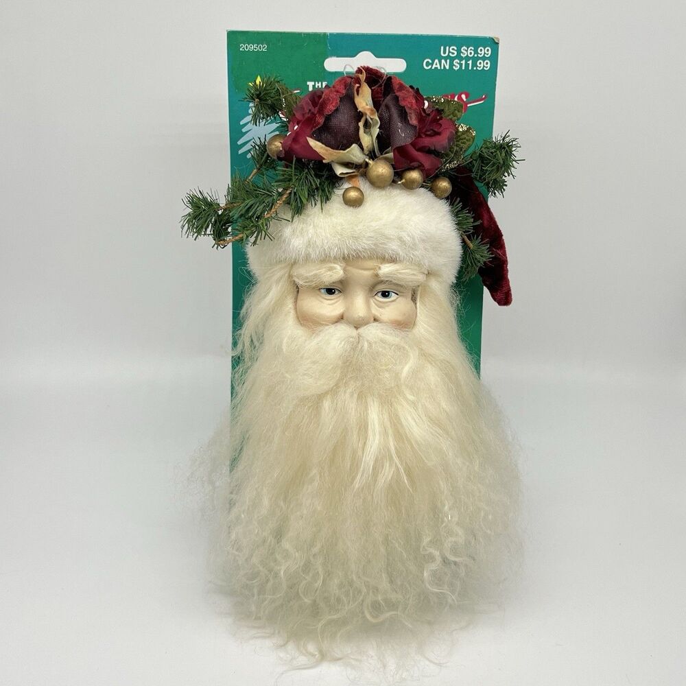 VTG 1996 MSI Santa Claus Head Face Ornament Father Christmas 9” Hanging Decor